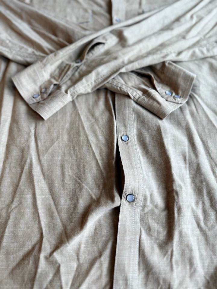 Columbia Hombres Cambray Perla Camisa Abotonada Talla 2XL Marrón Bolsillo Algodón Informal Foto 2 de 4