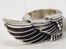 King Baby Studio Men's Sterling Silver Feathered Wing Ring, Size 11 - msrp $570