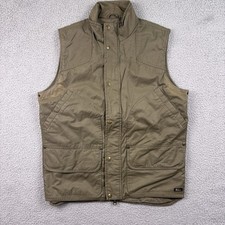 Woolrich Vest Mens Medium Green Flannel Lined Full Zip Field Ulitility