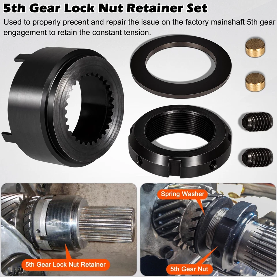 Kit de retención de tuerca de bloqueo de quinta marcha y llave de eje principal de transmisión de 1/2" 94-04 Dodge Cummins Foto 2 de 4