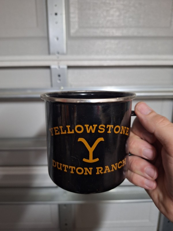 Yellowstone Dutton Ranch Enamel BLACK  Campfire Mug, Metal, Tin.
