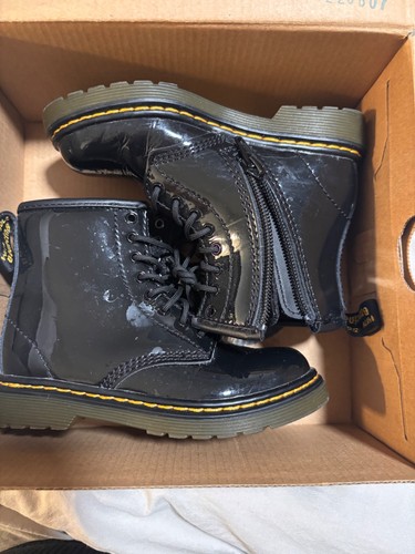 Dr Martens Kids Black Leather Lace Up Boots Made in England Little Kid size 10