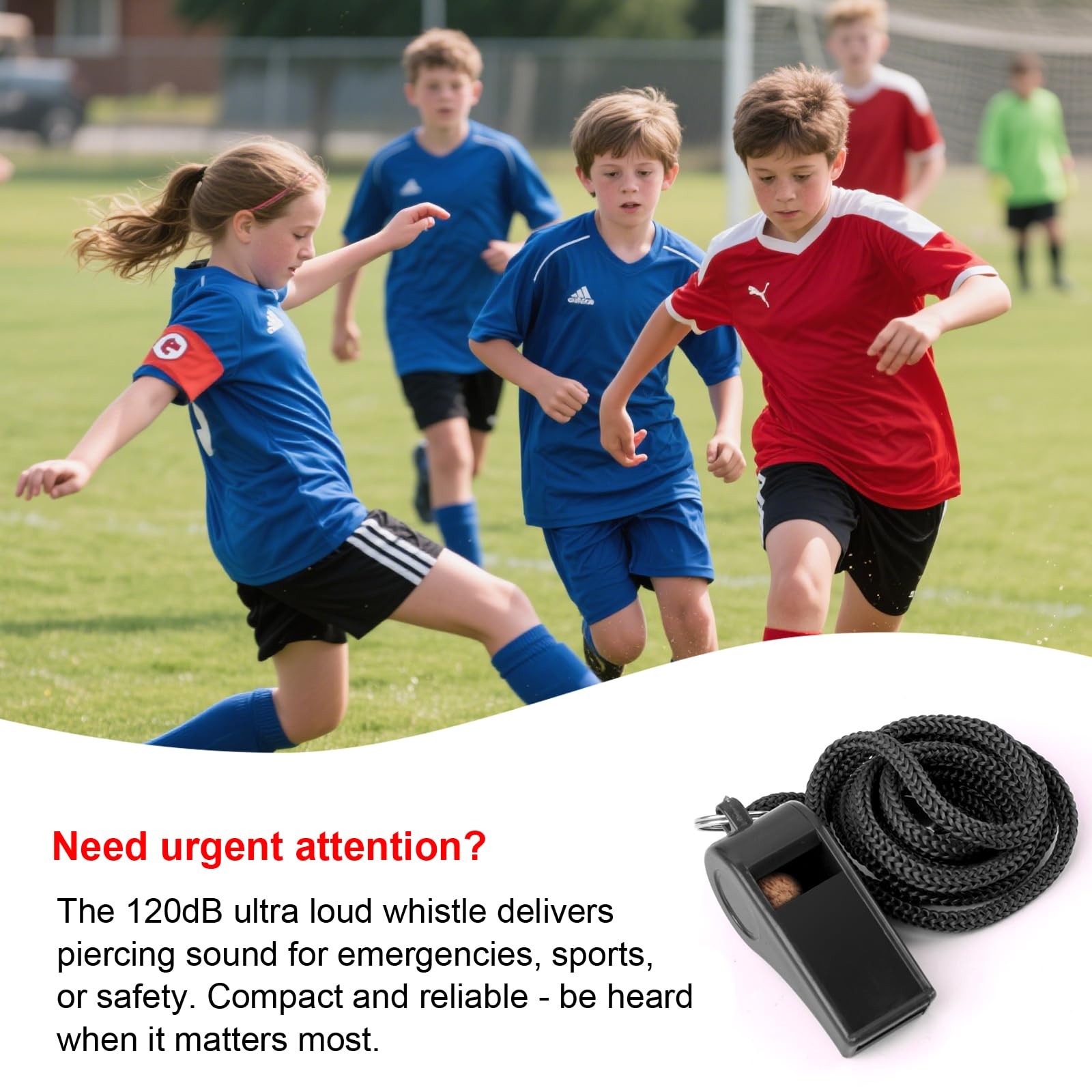 24 Pack 120dB Loud Referee Whistles with Lanyards â€“ Heavy-Duty Black Sports W