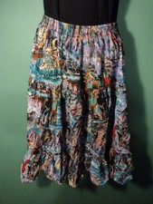 Vintage Joni-Lyn of Texas Tiered Ruffle Midi Skirt M Southwestern Native Print