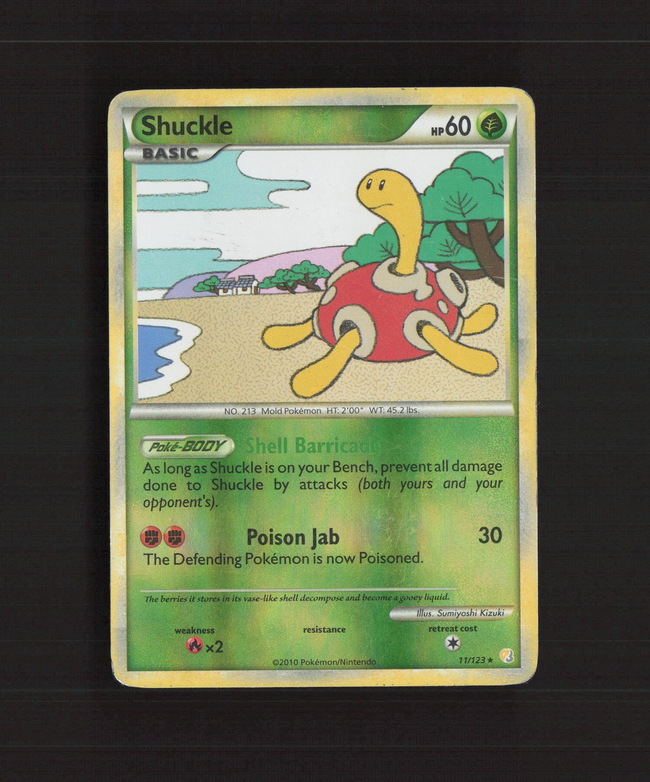 Shuckle 11/123 HeartGold SoulSilver Reverse Holo Rare Pokemon Card MP