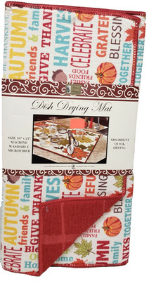Kitchen Microfiber Quick Drying Mat (16'' x 24'') FALL,HARVEST WORDS & PUMPKINS,BH
