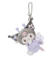 New Sanrio Kuromi Plush Key Fob Keychain Angel Fairy Fly Satin Clip Bag Tote Toy