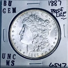 1887 BU GEM MORGAN SILVER DOLLAR UNC MS+++ U.S. MINT RARE COIN 6547