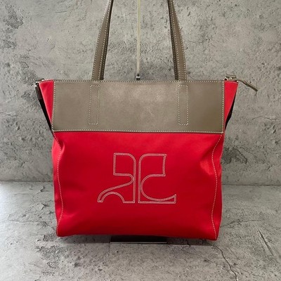 Courreges Logo Nylon Red 2-Way Bag