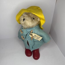 Vintage Paddington Bear 12  Plush 1981 Eden Toys Red Boots Yellow Hat Blue Coat