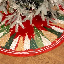 Christmas Decorations Trees Stars 48" Tree Skirt Xmas Winter Holiday Gift