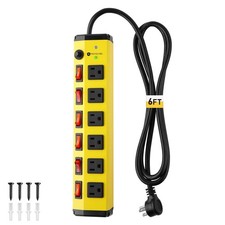 Heavy Duty Power Strip with Individual Switches,6 Outlet Metal Power Strip with