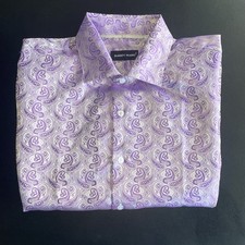Barry Wang Shirt Mens M Long Sleeve Button Purple Black Paisley New Without Tags
