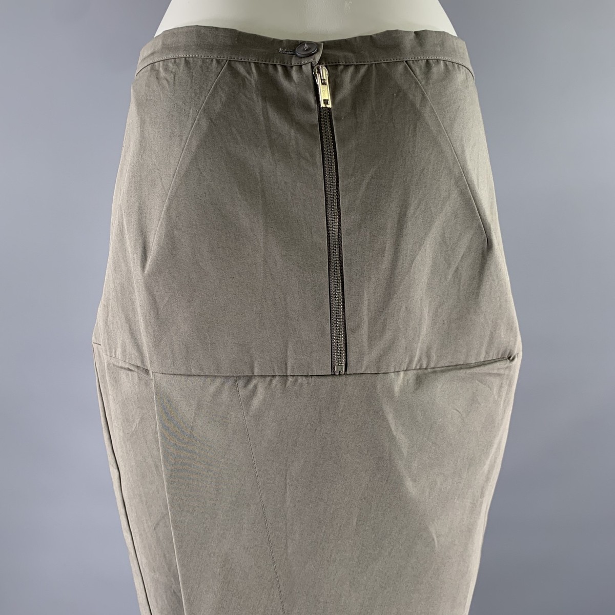 RICK OWENS Size 8 Grey Cotton Mid-Calf Skirt | eBay