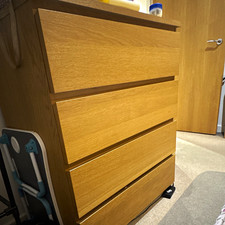 4 Drawer Chest of Drawers Brown Medium Wood Tone Solid Plain Freestanding Adult