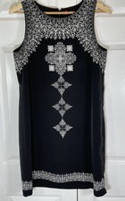 Vince Camuto Black White Shift Dress Sz 10
