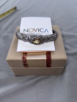 Novica Sterlingsilber Citrin Libelle Armreif Armband Heiliger Garten Bali