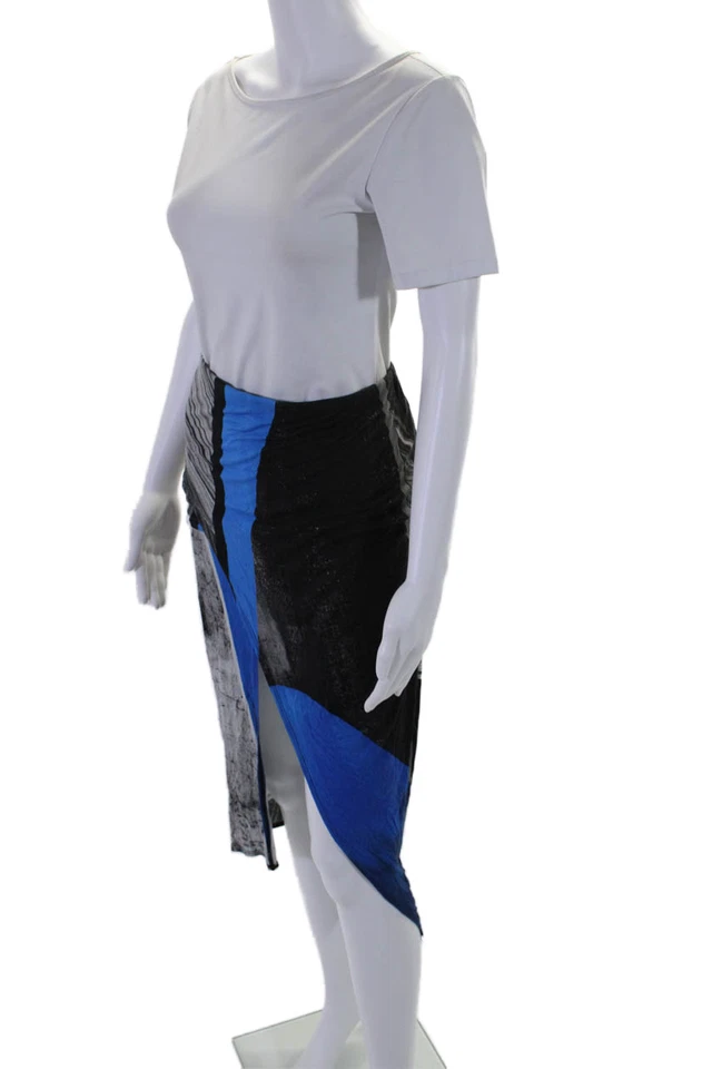 Saia lápis Helmut Lang feminina cinza multi estampada frontal fenda alta midi tamanho P - Imagem 2 de 4