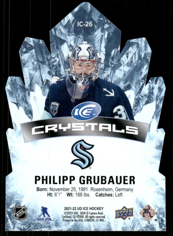 2021-22 Upper Deck Ice #IC-26 Philipp Grubauer Ice Crystals - Image 2 of 2