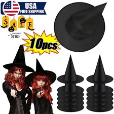 10pcs Halloween Black Ruched Witch Hat Costume Accessory Halloween Cosplay Party