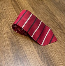 Brooks Brothers Makers Silk Tie Red with Horizontal Stripe Made In USA