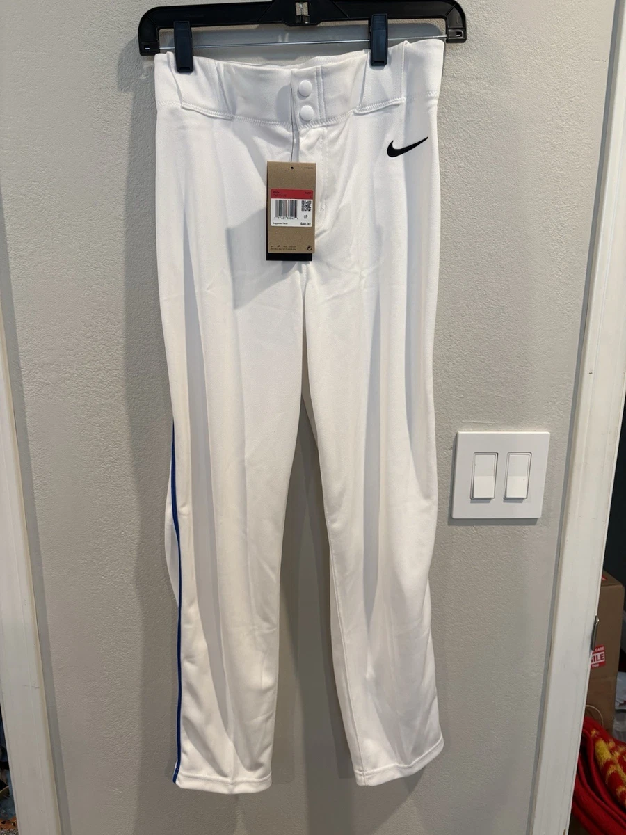Nike Baseballhose volle Länge weiß/königsblau Paspel Jugend Größe S 8/9 neu
