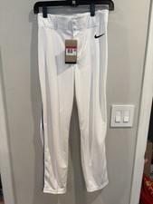Nike Full Length Baseball Pants White/Royal Blue Piping Youth Size L 14/16 New