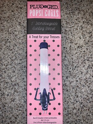 Plugged In Popsi Curls Interchangeable 1'' Curling Iron Barrel NEW in Box Disct.