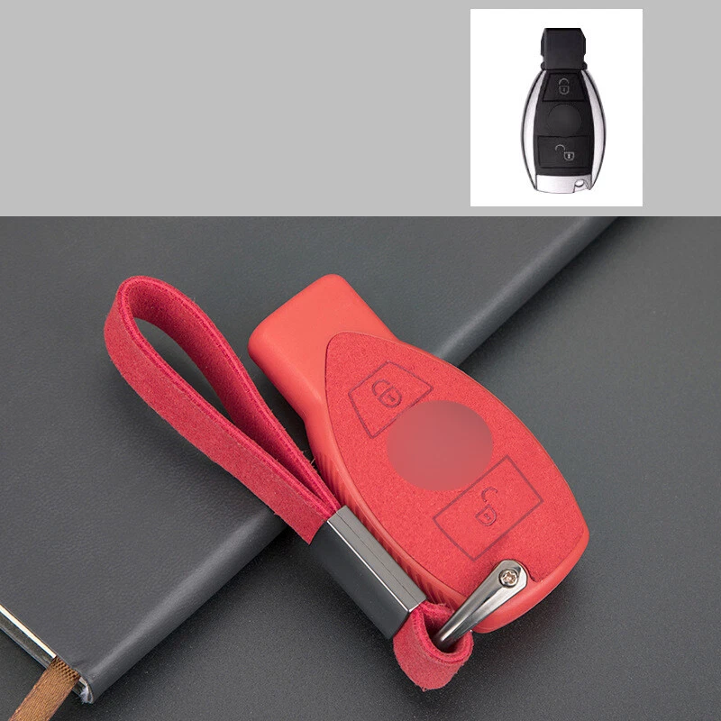 Funda con llavero inteligente de cuero gamuza para automóvil para Mercedes-Benz Clase A B C Foto 3 de 4