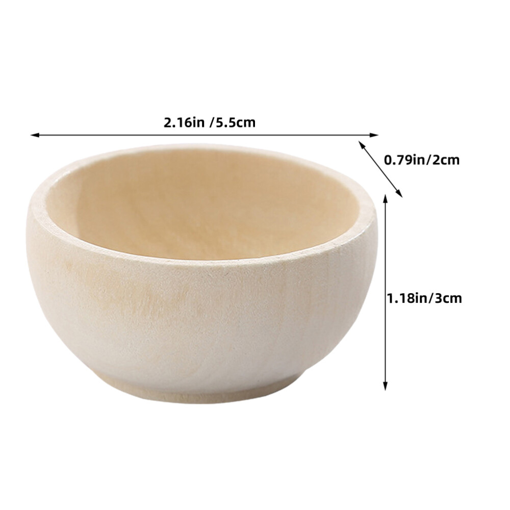 5pcs Wooden Craft Bowls Unfinished Mini DIY Bowls Miniature Blank