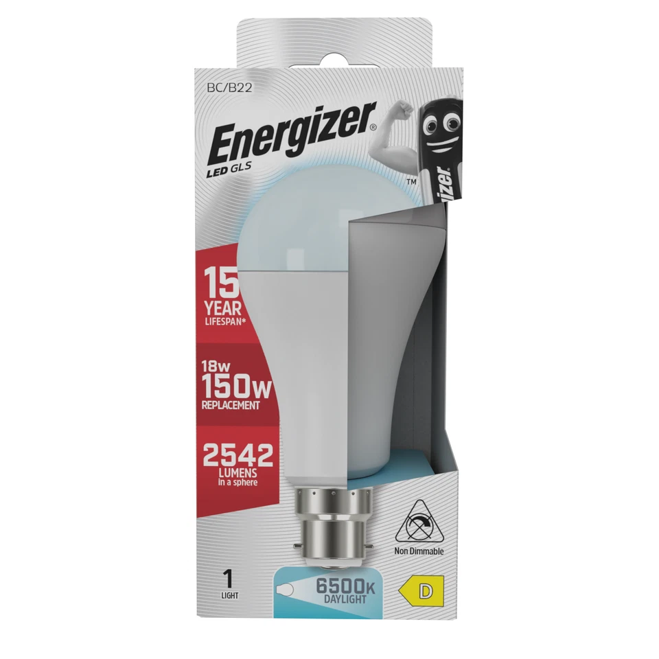 1x 18W (=150W) Energizer GLS BC B22 LED Light Bulb Lamp 6500K Daylight 2542Lm - Image 2 of 3