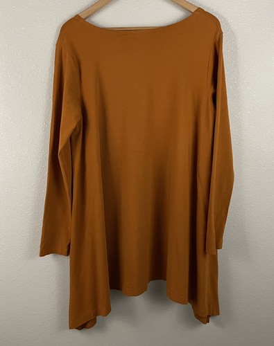 Bryn Walker Womens S Orange Long Scoop Neck Bamboo Blend Tunic Top Lagenlook - Picture 5 of 5