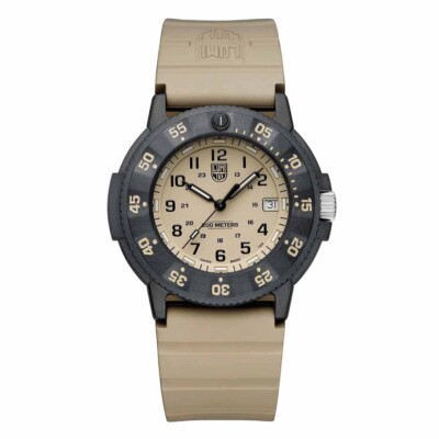 Luminox 43mm Uhr Navy SEAL 3000 Sand/Black Dial Sand NBR Armband Wasserdicht