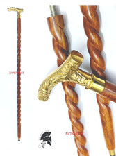 vintage walking stick with designer brass handle for men women collectible gift