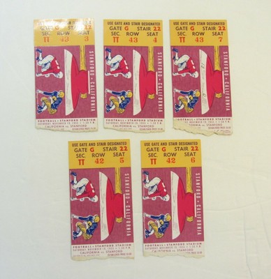 1955 Stanford Vs California Uc Berkeley Football Ticket Stubs Lot Of 5 Big Game Ebay