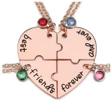 Best Friends Forever Necklaces - 4pc Alloy Heart Puzzle BFF Jewelry Gift