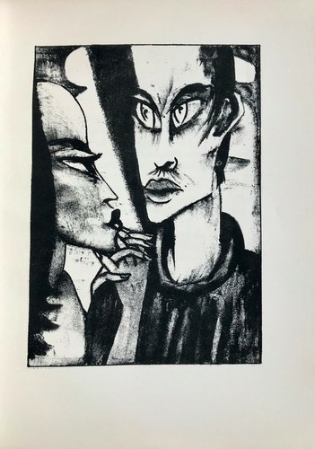 MAX KAUS: PAAR (JULIAN OFFENBART UNHEILVOLLE GEDANKEN) ORIGINAL-LITHOGRAFIE 1919 - Picture 2 of 2