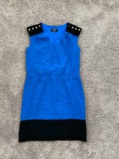 Guess Los Angeles Sheath Dress Womens Small Sleeveless Blue Black V-Neck