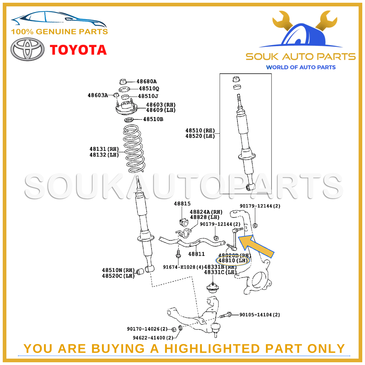 48810-60040 & 48820-60050 Genuine Toyota FRONT STABILIZER LINK SET