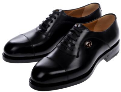 NEW GUCCI BLACK LEATHER ENAMEL INTERLOCKING G OXFORD LACE-UP  display picture 3