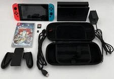 Nintendo Switch W/ Dock Games SD Card Charger Red/Blue Joycons Console Bundle