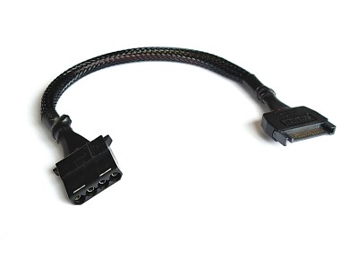 SATA Cable Adapter 15 pin to Molex 4 pin Power Adapter 9.5 inches Sleeved 18AWG
