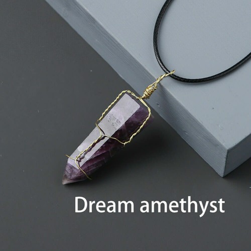 Natural Hexagonal Crystal Quartz Point Pendant Wire Wrap Stone Wand Necklace - Picture 20 of 38