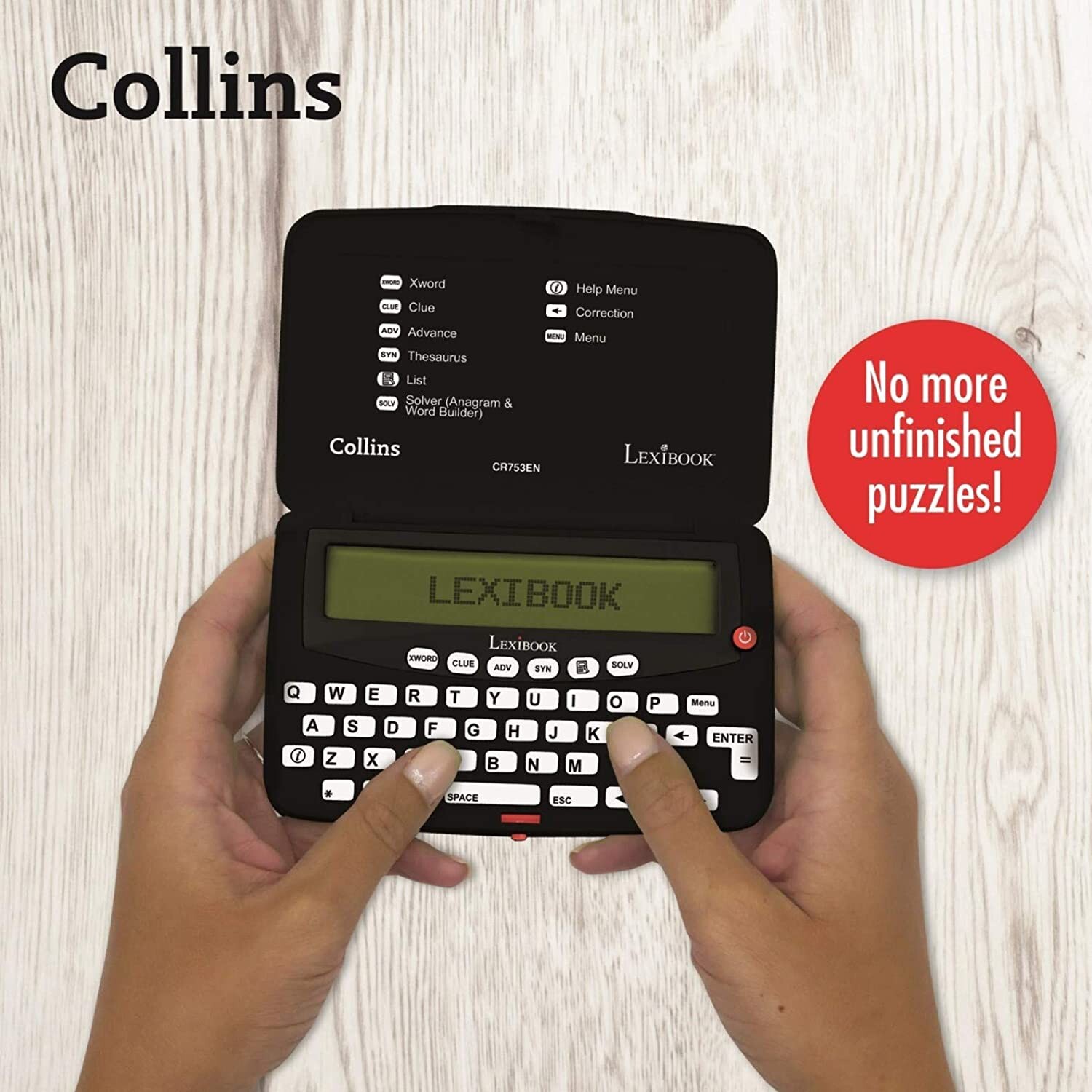Lexibook Collins Bradfords Electronic Crossword Solver Game, Black/WhiteCR753EN 3380743088150