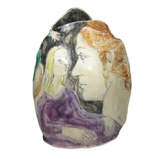 Sylvia Sherr Vase Studio Pottery Portrait Ceramic Vase Women Dance Signed