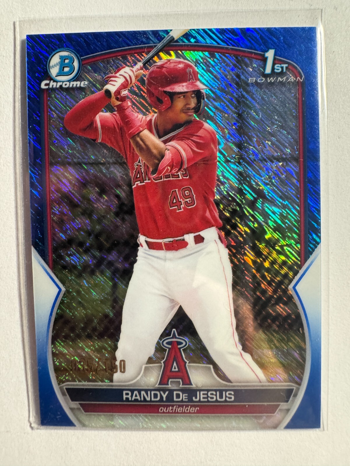 K272,938 - 2023 Bowman Chrome Prospects Blue Shimmer #BCP19 Randy De Jesus #/150