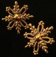 Snowflake Earrings Posts Detailed Snowflakes Winter Holiday Christmas Gold Plate
