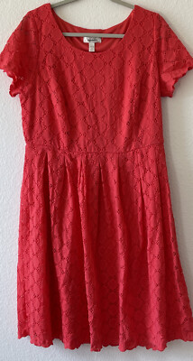 coral lace fit and flare dress Nicole Miller Artelier