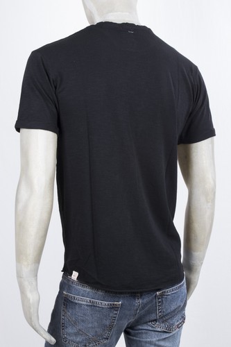 T-SHIRT CENSURED GIRO COLLO NERA IN COTONE FIAMMATO LEGGERO BASICA SLIM - Foto 4 di 7