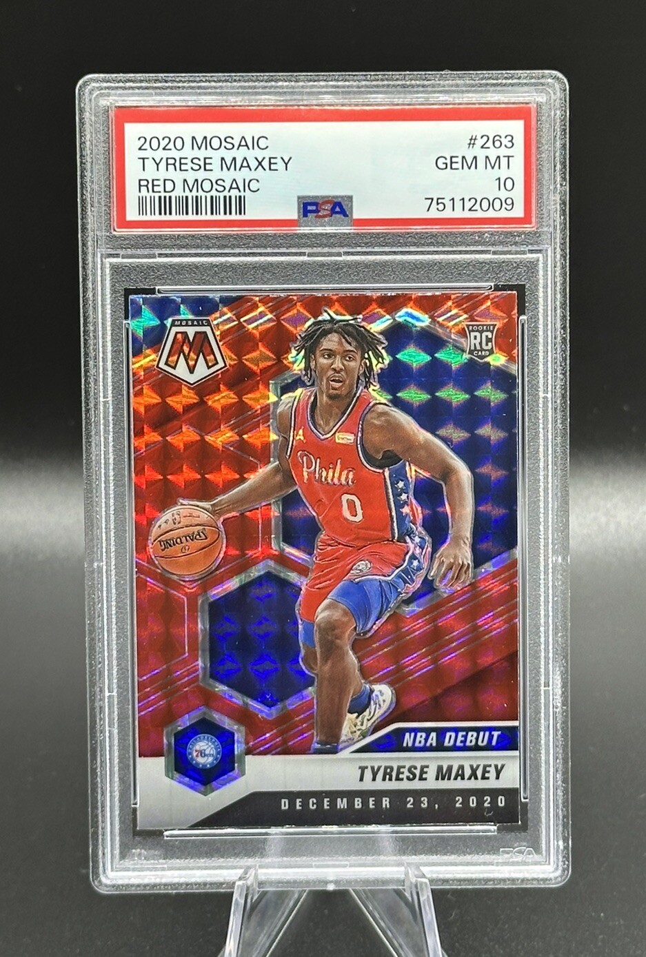 2020-21 Mosaic #263 TYRESE MAXEY Rookie (RC) Red Prizm 🔥 PSA 10 GEM 🔥